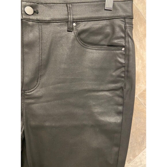 Ann Taylor Pants Women's 14 Black Cotton Blend Stretch Faux Leather Style - Picture 6 of 10